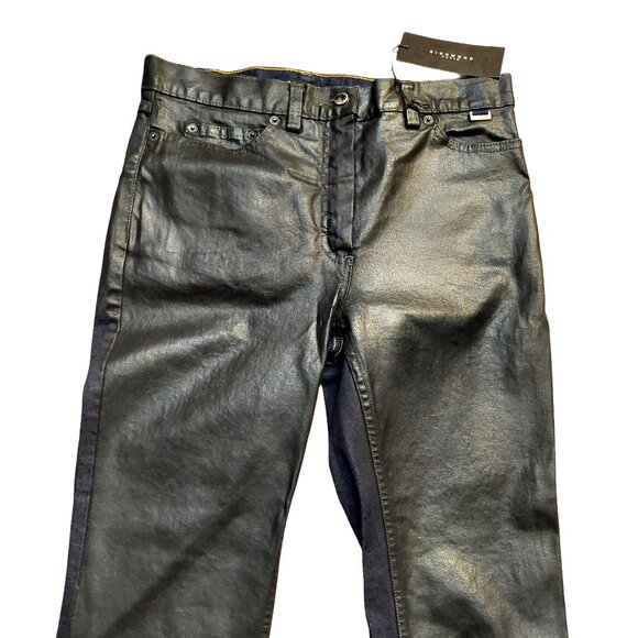 John Richmond Dual-Tone Coated Denim Front & Blue Denim Back Jeans Sz 28 NWT - Picture 2 of 10